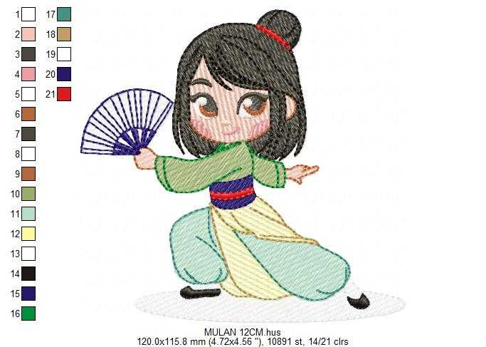 Mulan embroidery design - Disney Princess machine embroidery pattern - Baby girl file - Instant digital download pes jef dst - Marcia Embroidery