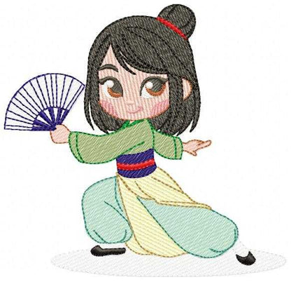 Mulan embroidery design - Disney Princess machine embroidery pattern - Baby girl file - Instant digital download pes jef dst - Marcia Embroidery