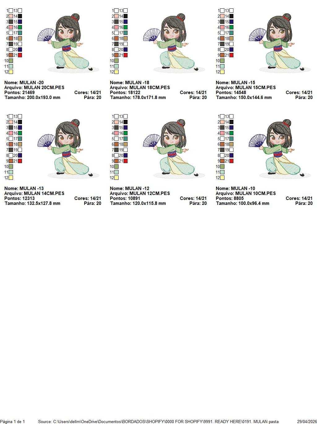 Mulan embroidery design - Disney Princess machine embroidery pattern - Baby girl file - Instant digital download pes jef dst - Marcia Embroidery