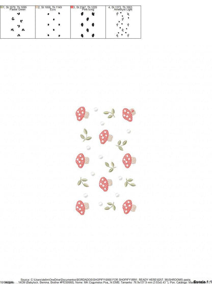 Mushroom with leaves embroidery design - Forest Toad machine embroidery pattern - Kitchen Towel file - Instant digital download pes jef hus dst - Marcia Embroidery