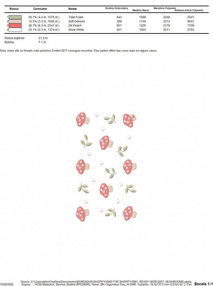 Mushroom with leaves embroidery design - Forest Toad machine embroidery pattern - Kitchen Towel file - Instant digital download pes jef hus dst - Marcia Embroidery