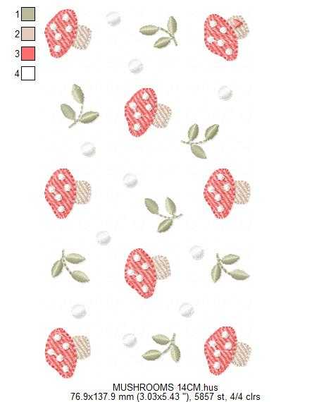 Mushroom with leaves embroidery design - Forest Toad machine embroidery pattern - Kitchen Towel file - Instant digital download pes jef hus dst - Marcia Embroidery
