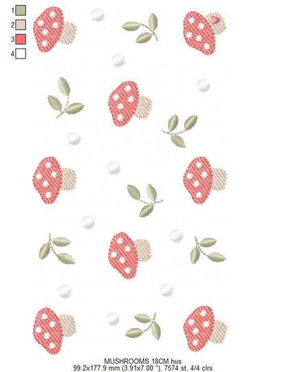 Mushroom with leaves embroidery design - Forest Toad machine embroidery pattern - Kitchen Towel file - Instant digital download pes jef hus dst - Marcia Embroidery
