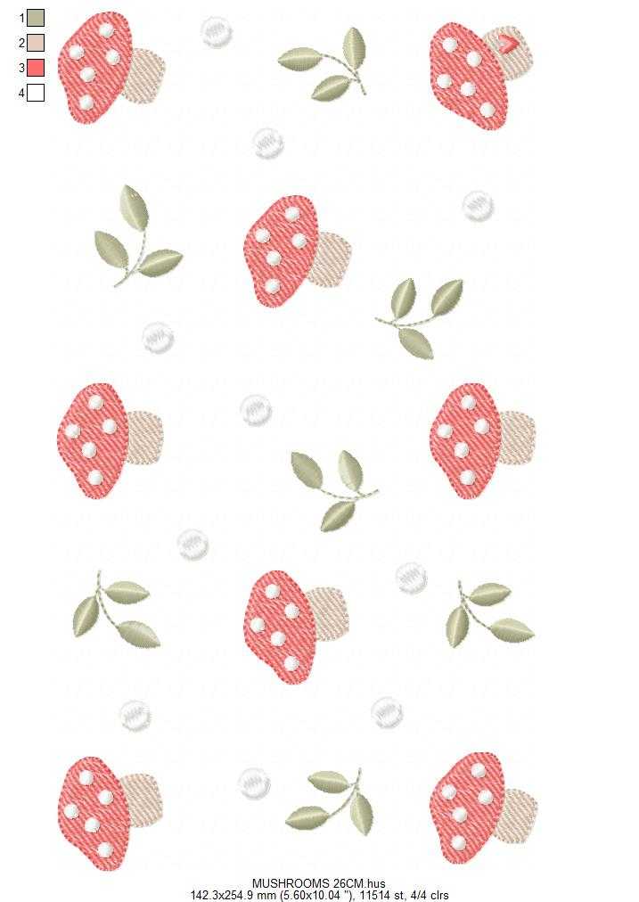 Mushroom with leaves embroidery design - Forest Toad machine embroidery pattern - Kitchen Towel file - Instant digital download pes jef hus dst - Marcia Embroidery