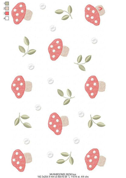 Mushroom with leaves embroidery design - Forest Toad machine embroidery pattern - Kitchen Towel file - Instant digital download pes jef hus dst - Marcia Embroidery