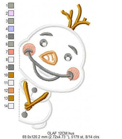Olaf embroidery design - Frozen Disney Princess machine embroidery pattern - Baby boy and girl file - Instant digital download pes jef - Marcia Embroidery