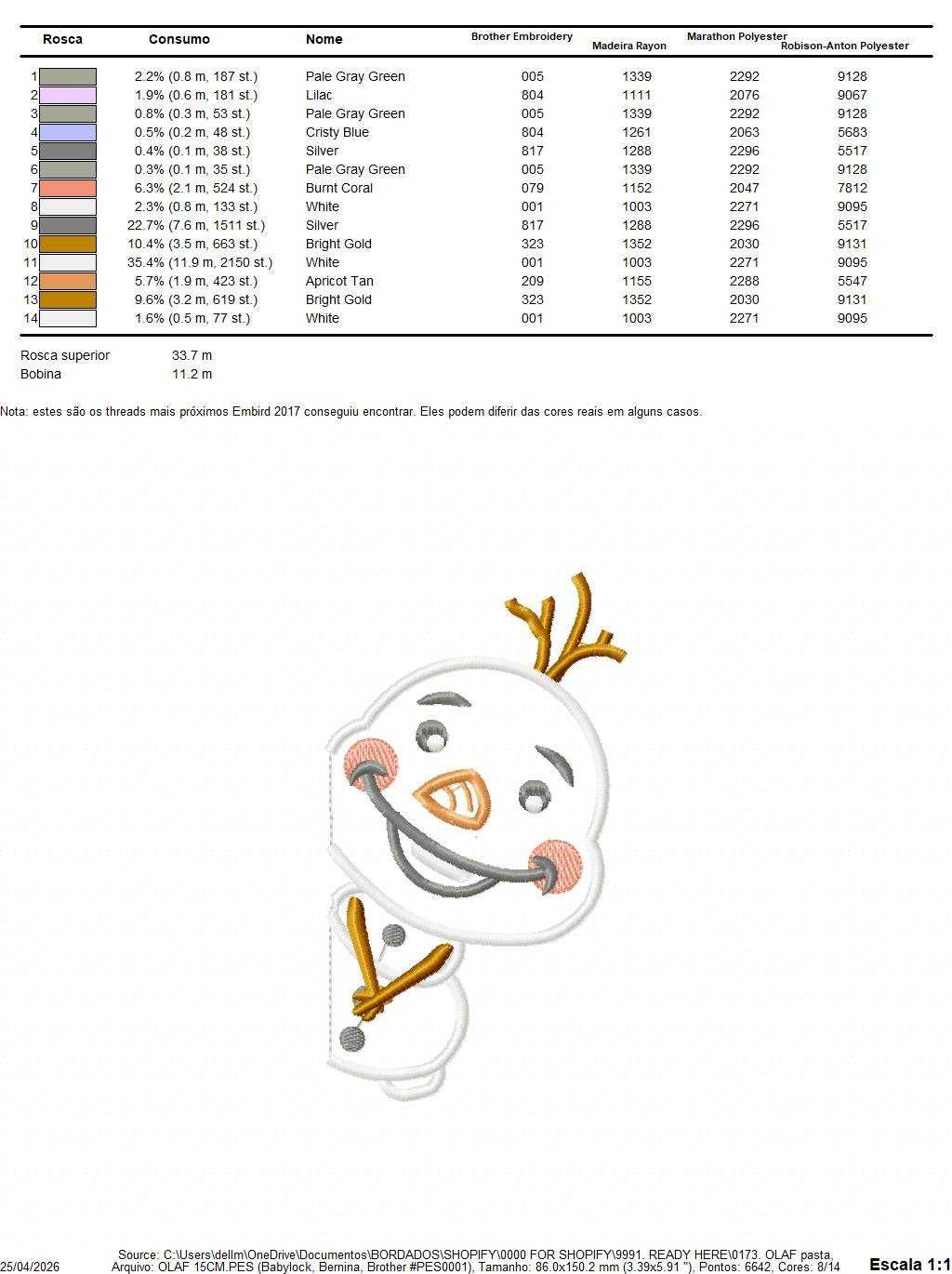 Olaf embroidery design - Frozen Disney Princess machine embroidery pattern - Baby boy and girl file - Instant digital download pes jef - Marcia Embroidery