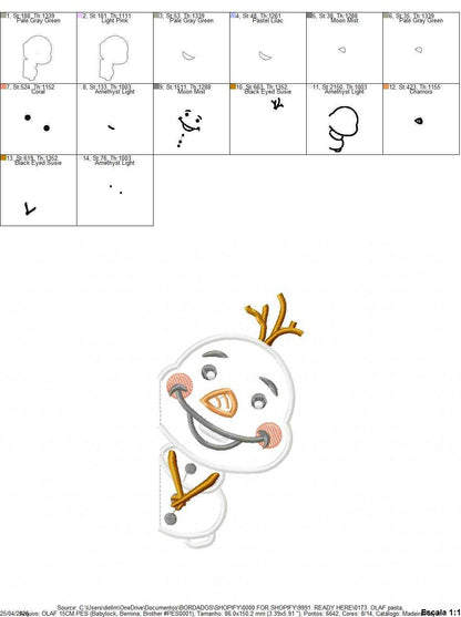 Olaf embroidery design - Frozen Disney Princess machine embroidery pattern - Baby boy and girl file - Instant digital download pes jef - Marcia Embroidery