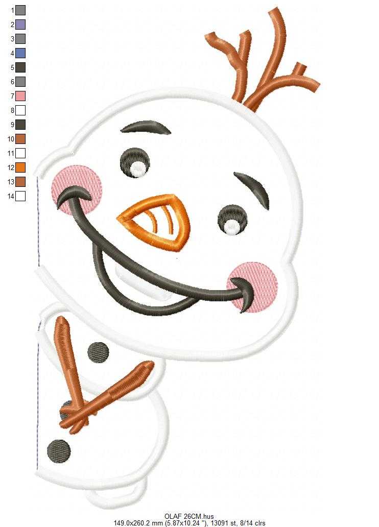 Olaf embroidery design - Frozen Disney Princess machine embroidery pattern - Baby boy and girl file - Instant digital download pes jef - Marcia Embroidery