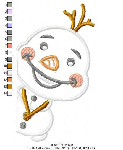 Olaf embroidery design - Frozen Disney Princess machine embroidery pattern - Baby boy and girl file - Instant digital download pes jef - Marcia Embroidery
