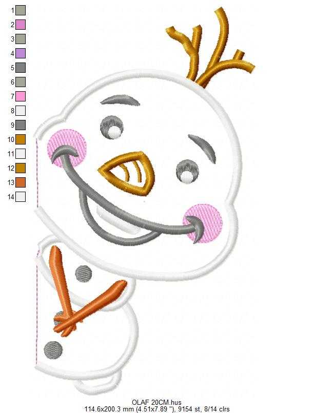 Olaf embroidery design - Frozen Disney Princess machine embroidery pattern - Baby boy and girl file - Instant digital download pes jef - Marcia Embroidery