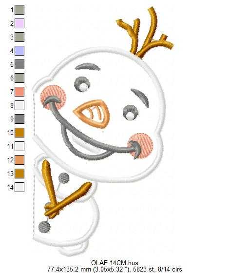 Olaf embroidery design - Frozen Disney Princess machine embroidery pattern - Baby boy and girl file - Instant digital download pes jef - Marcia Embroidery