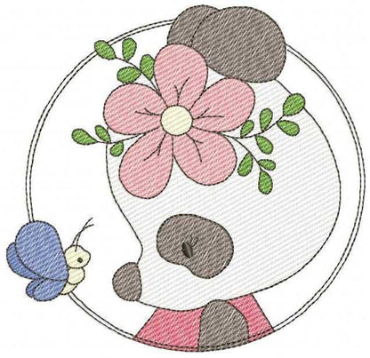 Panda embroidery design - Animal Frame with Flower machine embroidery pattern - Baby girl file - Panda frame - Instant digital download pes jef - Marcia Embroidery