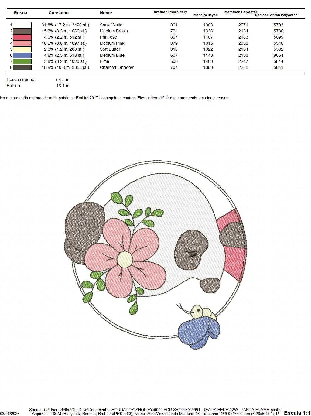Panda embroidery design - Animal Frame with Flower machine embroidery pattern - Baby girl file - Panda frame - Instant digital download pes jef - Marcia Embroidery