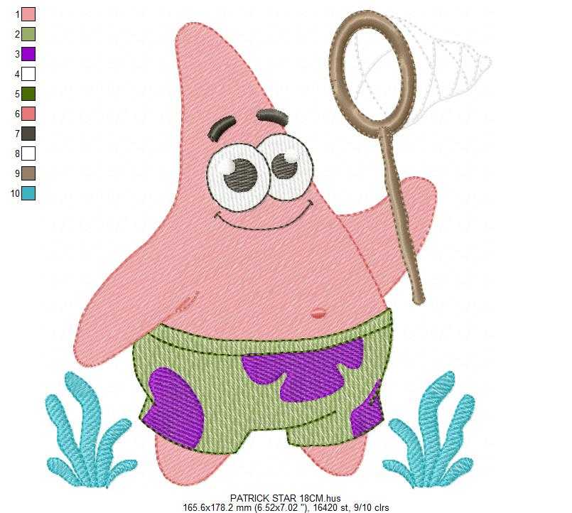 Patrick Star embroidery designs - SpongeBob SquarePants Cartoon machine embroidery pattern - Baby Girl and Boy file - Instant digital download pes jef - Marcia Embroidery