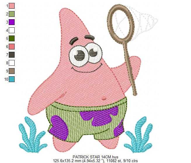 Patrick Star embroidery designs - SpongeBob SquarePants Cartoon machine embroidery pattern - Baby Girl and Boy file - Instant digital download pes jef - Marcia Embroidery