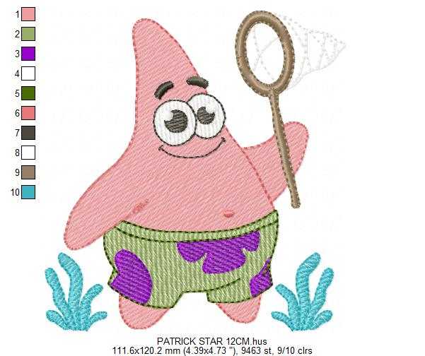 Patrick Star embroidery designs - SpongeBob SquarePants Cartoon machine embroidery pattern - Baby Girl and Boy file - Instant digital download pes jef - Marcia Embroidery