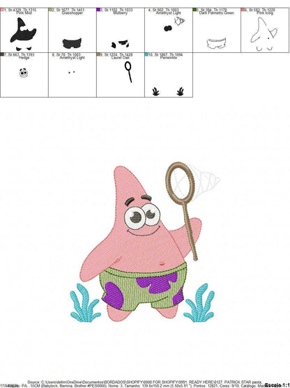 Patrick Star embroidery designs - SpongeBob SquarePants Cartoon machine embroidery pattern - Baby Girl and Boy file - Instant digital download pes jef - Marcia Embroidery