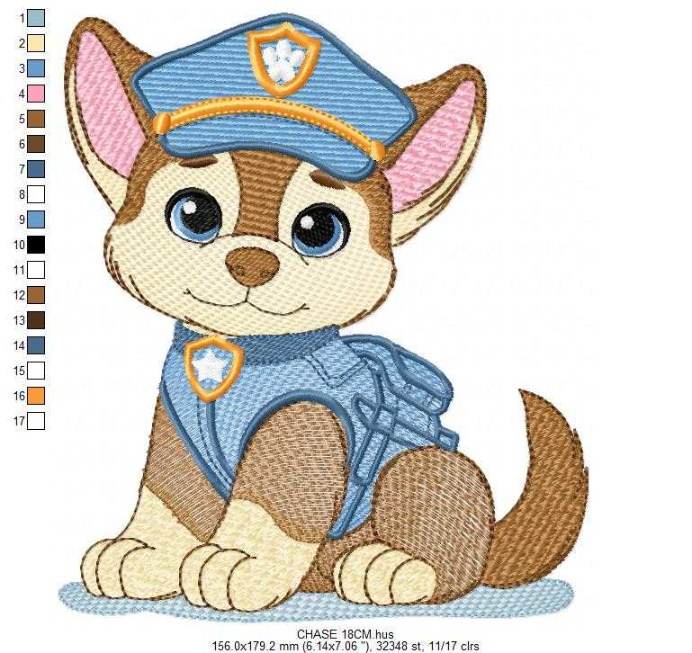 Paw Patrol embroidery design - Dog Chase machine embroidery patterns - Baby Girl Boy file - Instant digital download pes jef dst exp hus vp3 - Zuma Chase Rubble Skye Marshall Everest Ryder Rocky - Marcia Embroidery