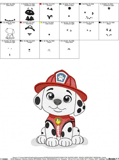 Paw Patrol embroidery design - Dog Marshall machine embroidery patterns - Baby Girl Boy file - Instant digital download - Marcia Embroidery