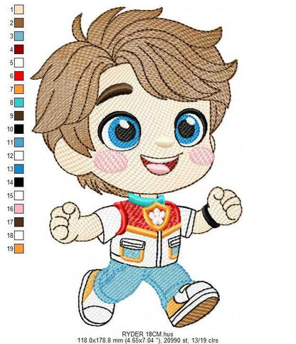 Paw Patrol embroidery design - Ryder machine embroidery patterns - Baby Girl Boy file - Instant digital download pes jef dst exp hus vp3 - Zuma Chase Rubble Skye Marshall Everest Ryder Rocky (Copy) - Marcia Embroidery