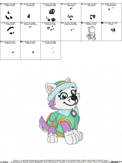 Paw Patrol embroidery designs - Dog Everest machine embroidery patterns - Baby Girl Boy file - Instant digital download - Chase Rubble Skye Marshall - Marcia Embroidery