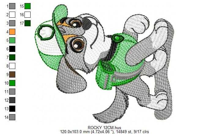 Paw Patrol embroidery designs - Dog Rocky machine embroidery patterns - Baby Girl Boy file - Instant digital download - Chase Rubble Skye Marshall - Marcia Embroidery