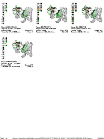 Paw Patrol embroidery designs - Dog Rocky machine embroidery patterns - Baby Girl Boy file - Instant digital download - Chase Rubble Skye Marshall - Marcia Embroidery