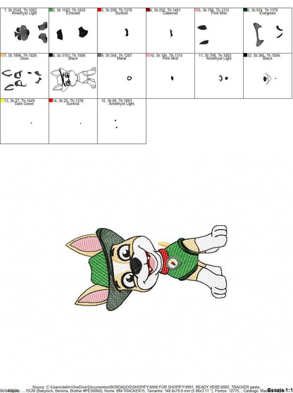 Paw Patrol embroidery designs - Dog Tracker machine embroidery patterns - Baby Girl Boy file - Instant digital download - Chase Rubble Skye Marshall - Marcia Embroidery