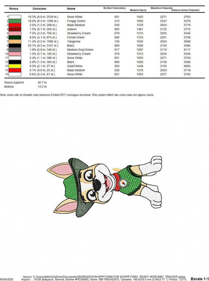 Paw Patrol embroidery designs - Dog Tracker machine embroidery patterns - Baby Girl Boy file - Instant digital download - Chase Rubble Skye Marshall - Marcia Embroidery