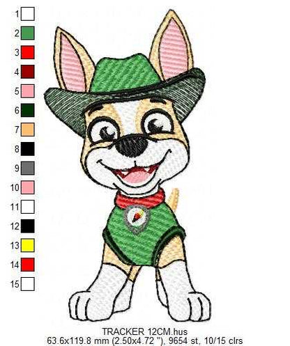 Paw Patrol embroidery designs - Dog Tracker machine embroidery patterns - Baby Girl Boy file - Instant digital download - Chase Rubble Skye Marshall - Marcia Embroidery