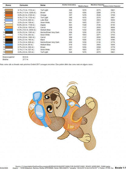 Paw Patrol embroidery designs - Dog Zuma machine embroidery patterns - Baby Girl Boy file - Instant digital download - Chase Rubble Skye Marshall - Marcia Embroidery