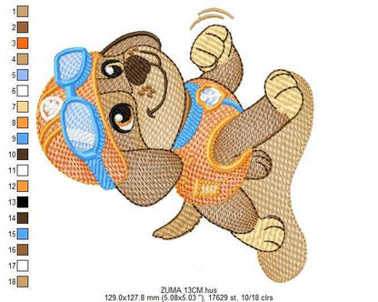 Paw Patrol embroidery designs - Dog Zuma machine embroidery patterns - Baby Girl Boy file - Instant digital download - Chase Rubble Skye Marshall - Marcia Embroidery