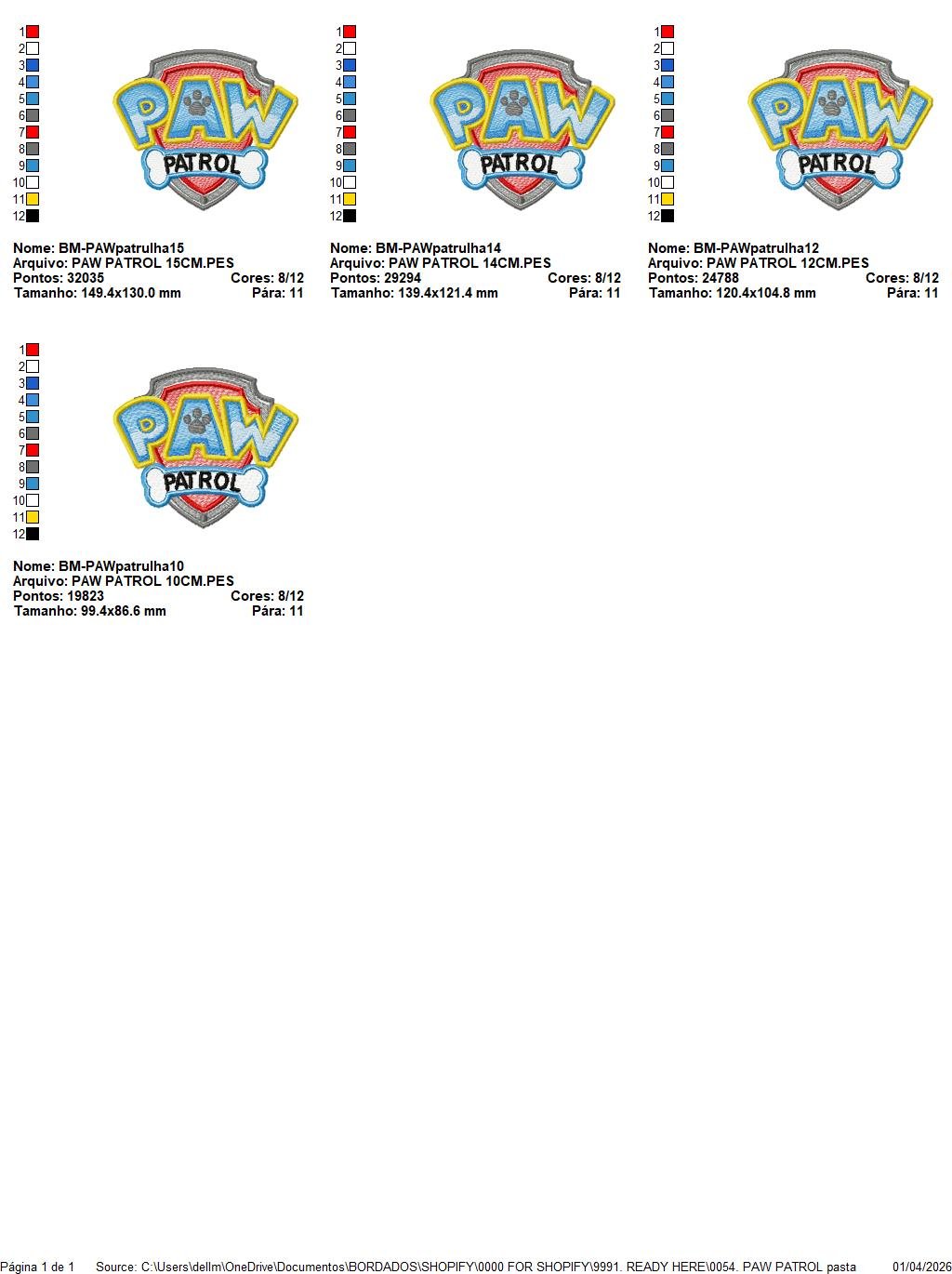 Paw Patrol embroidery designs - Paw Patrol Logo machine embroidery patterns - Baby Girl Boy file - Instant digital download pes jef dst exp hus vp3 - Zuma Chase Rubble Skye Marshall Everest Ryder Rocky - Marcia Embroidery