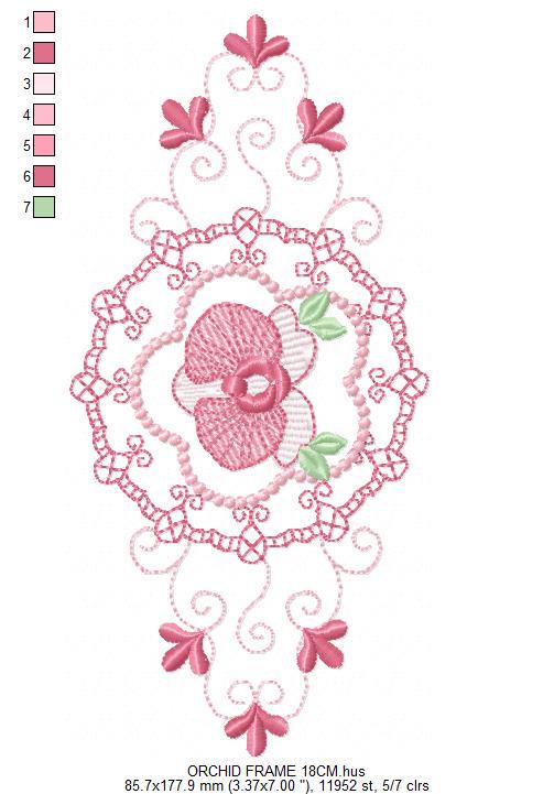 Phalaenopsis moth Orchid Flower embroidery designs - Wreath machine embroidery pattern - Girl Kitchen Tea Towel file - Instant download pes - Marcia Embroidery