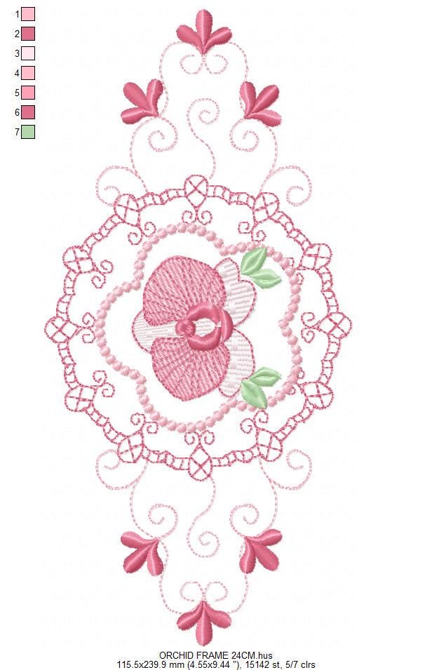 Phalaenopsis moth Orchid Flower embroidery designs - Wreath machine embroidery pattern - Girl Kitchen Tea Towel file - Instant download pes - Marcia Embroidery