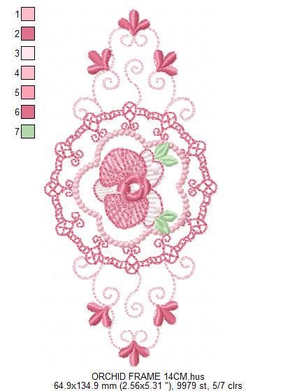 Phalaenopsis moth Orchid Flower embroidery designs - Wreath machine embroidery pattern - Girl Kitchen Tea Towel file - Instant download pes - Marcia Embroidery