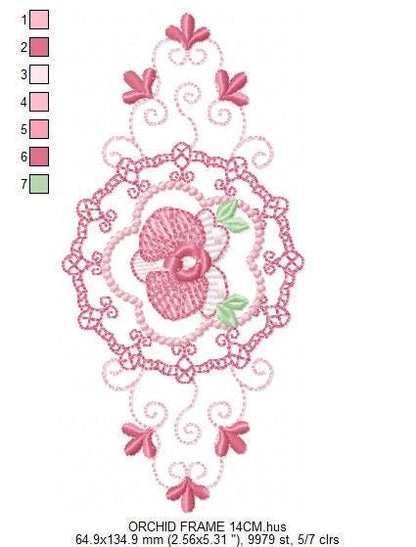 Phalaenopsis moth Orchid Flower embroidery designs - Wreath machine embroidery pattern - Girl Kitchen Tea Towel file - Instant download pes - Marcia Embroidery