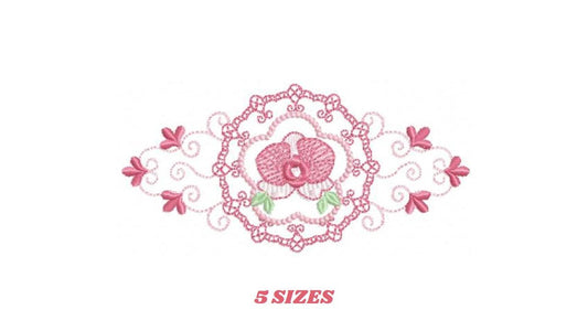 Phalaenopsis moth Orchid Flower embroidery designs - Wreath machine embroidery pattern - Girl Kitchen Tea Towel file - Instant download pes - Marcia Embroidery