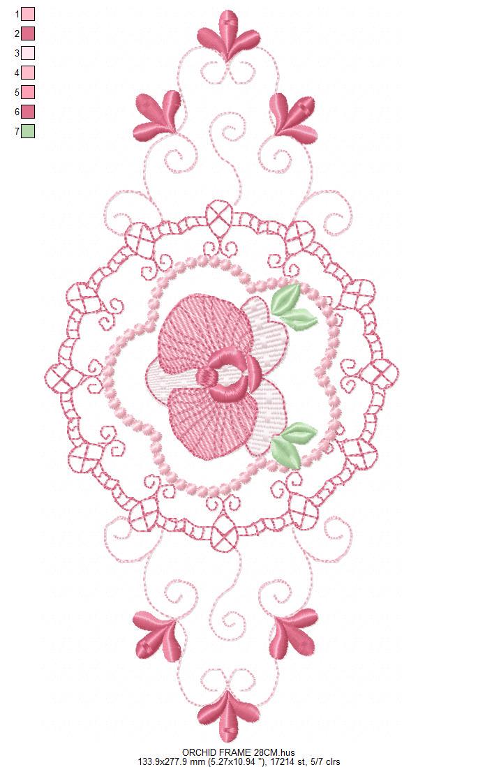 Phalaenopsis moth Orchid Flower embroidery designs - Wreath machine embroidery pattern - Girl Kitchen Tea Towel file - Instant download pes - Marcia Embroidery