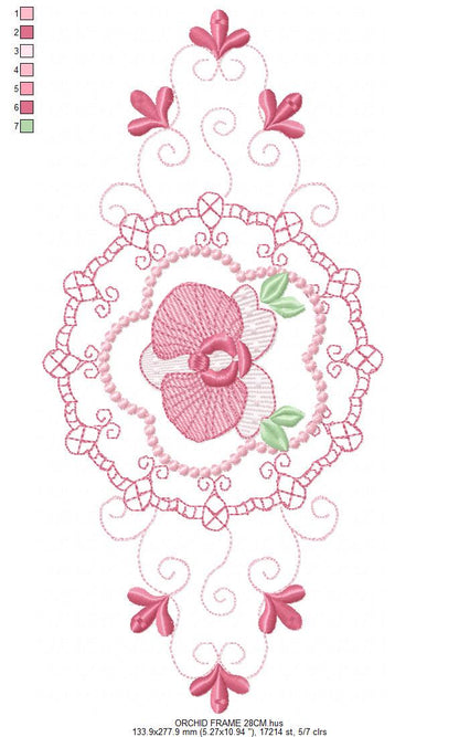 Phalaenopsis moth Orchid Flower embroidery designs - Wreath machine embroidery pattern - Girl Kitchen Tea Towel file - Instant download pes - Marcia Embroidery