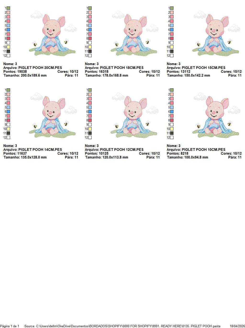 Piglet embroidery design - Winnie the Pooh Bear Cartoon machine embroidery pattern - Baby boy and girl file - Instant digital download pes jef - Marcia Embroidery