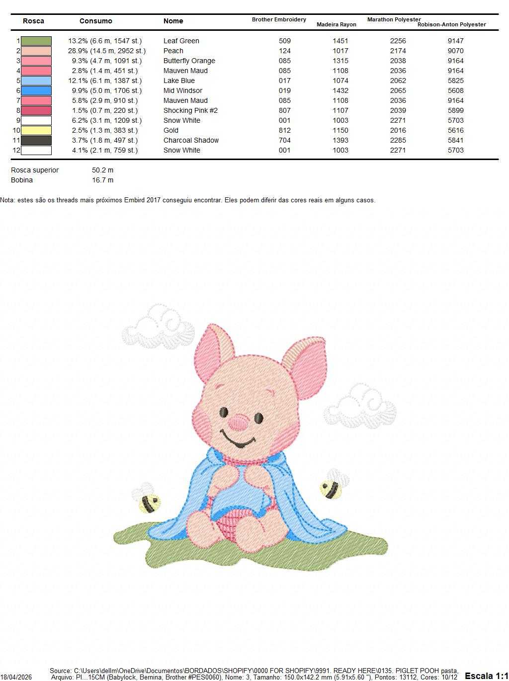 Piglet embroidery design - Winnie the Pooh Bear Cartoon machine embroidery pattern - Baby boy and girl file - Instant digital download pes jef - Marcia Embroidery