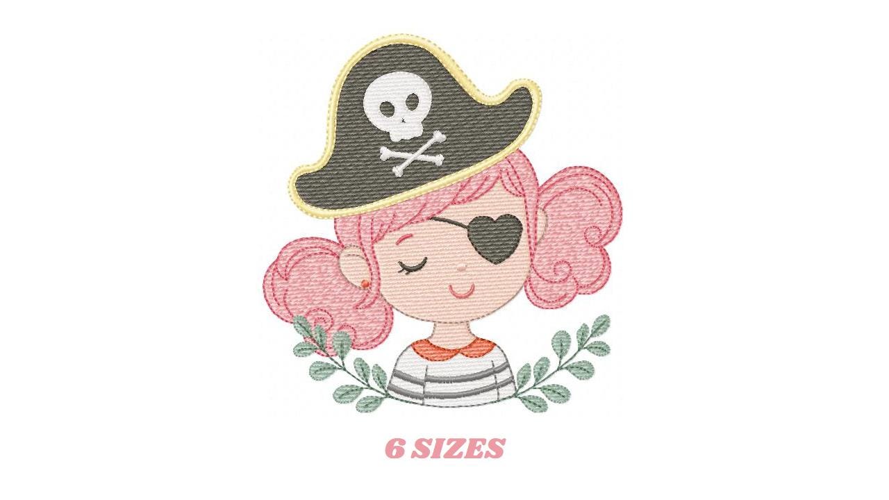 Pirate girl embroidery designs - Buccaneer machine embroidery pattern - Nautical Baby girl file - Instant digital download pes jef dst hus - Marcia Embroidery