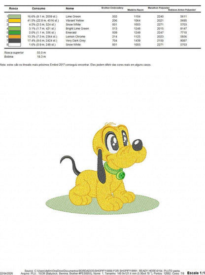 Pluto embroidery design - Mickey Mouse dog machine embroidery pattern - Baby Boy and girl file - Instant digital download pes jef dst hus - Marcia Embroidery
