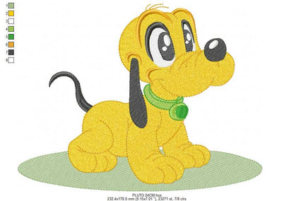 Pluto embroidery design - Mickey Mouse dog machine embroidery pattern - Baby Boy and girl file - Instant digital download pes jef dst hus - Marcia Embroidery