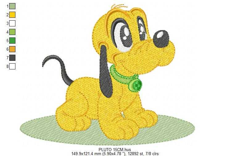 Pluto embroidery design - Mickey Mouse dog machine embroidery pattern - Baby Boy and girl file - Instant digital download pes jef dst hus - Marcia Embroidery