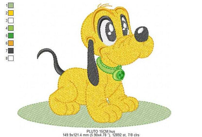 Pluto embroidery design - Mickey Mouse dog machine embroidery pattern - Baby Boy and girl file - Instant digital download pes jef dst hus - Marcia Embroidery