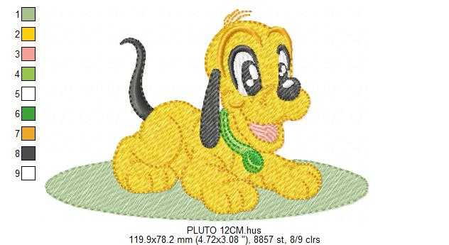 Pluto embroidery design - Mickey Mouse dog machine embroidery pattern - Baby Boy and girl file - Instant digital download pes jef dst hus - Marcia Embroidery