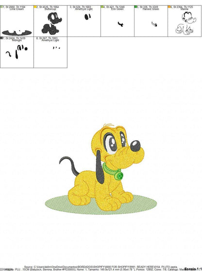 Pluto embroidery design - Mickey Mouse dog machine embroidery pattern - Baby Boy and girl file - Instant digital download pes jef dst hus - Marcia Embroidery